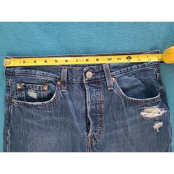 Levis Premium Womens 501 S Skinny Button Fly Jeans Distressed Big E Modern 28x30 - Picture 4 of 16